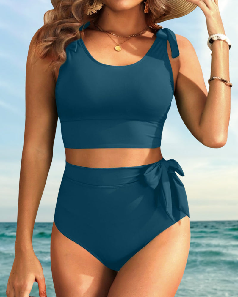 Women U-back High Waisted  Tummy Control Two Piece Bikini