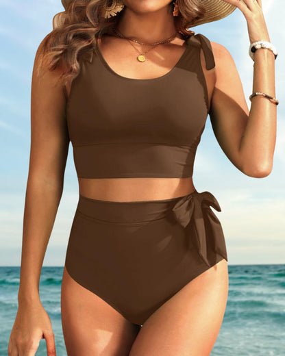 Women U-back High Waisted  Tummy Control Two Piece Bikini