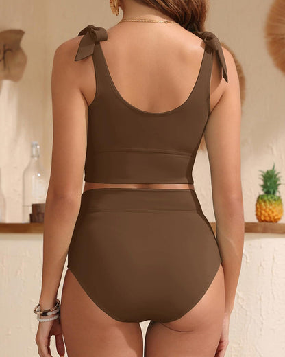 Women U-back High Waisted  Tummy Control Two Piece Bikini