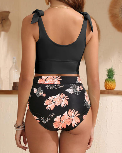 Women U-back High Waisted  Tummy Control Two Piece Bikini