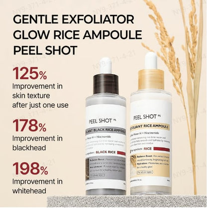 Peel Shot Glow Rice Ampoule Duo - Serums for Brightening, Exfoliating, and Moisturizing🌾