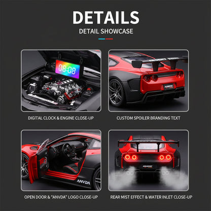 2026 Upgrade Hypercar Alarm Clock - Realistic Engine Revving & Motion Light Effects