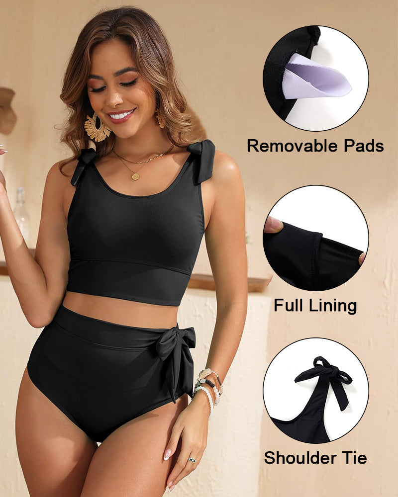 Women U-back High Waisted  Tummy Control Two Piece Bikini