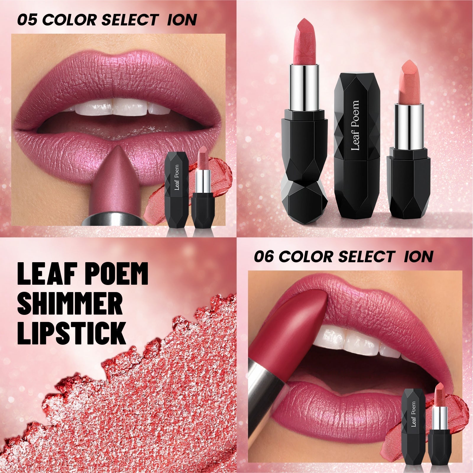 Diamond Shimmer Lipstick | Waterproof, Long-Lasting Matte Lip Color | Sparkling Metallic Matte Lip Gloss