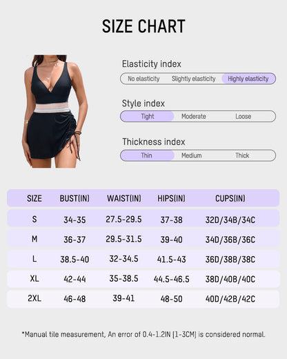 Deep V Drawstring One-Piece Swim Dress