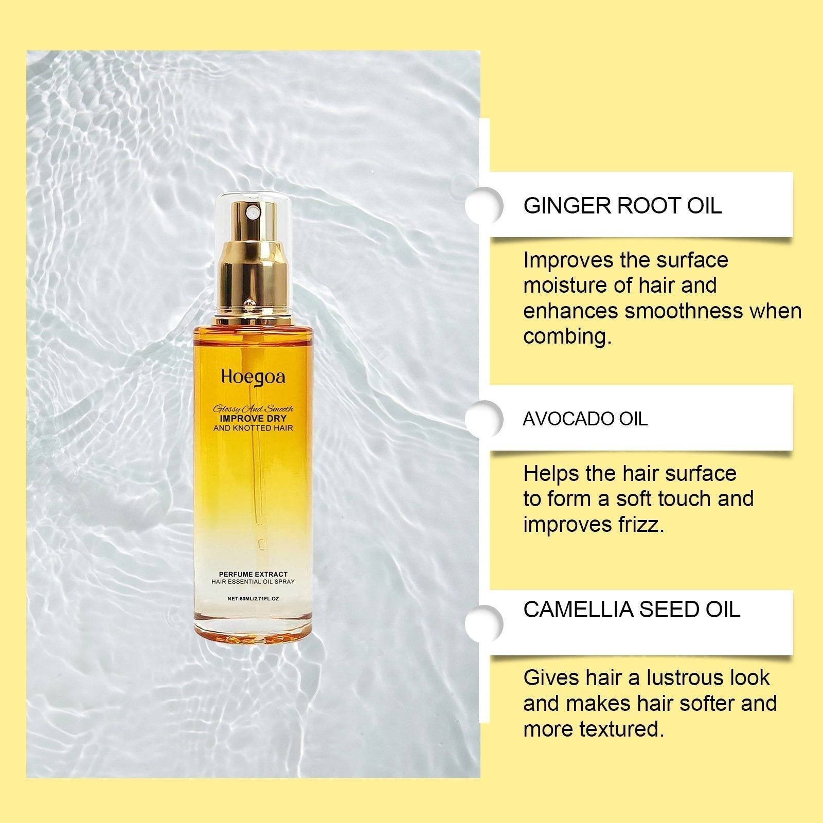 ✨Hoegoa 80ml Conditioning Oil Spray Scalp & Hair Strengthener Leave-In Conditioner Comforting Shampoo Cleanser