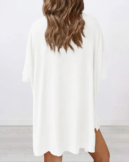 Casual Oversized 2-Piece Lounge Set with Biker Shorts