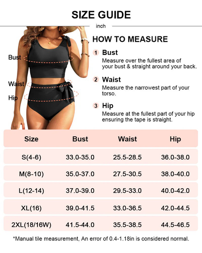 Women U-back High Waisted  Tummy Control Two Piece Bikini