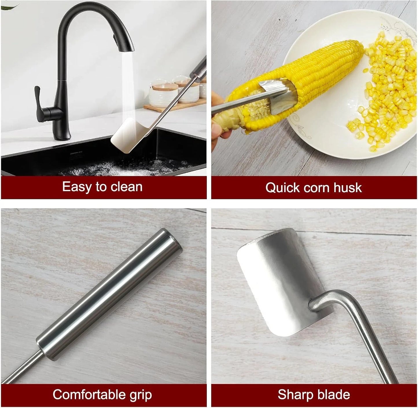 Long Handle Stainless Steel Corn Stripping Tool StripChef