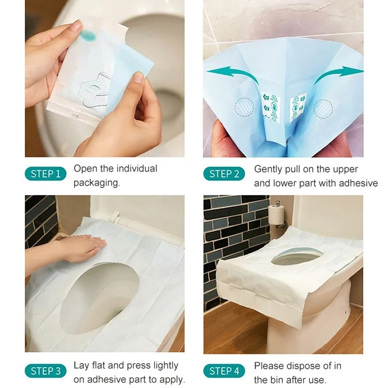 🔥 Limited Time Half Price - No Peel Adhesive Disposable Toilet Cover