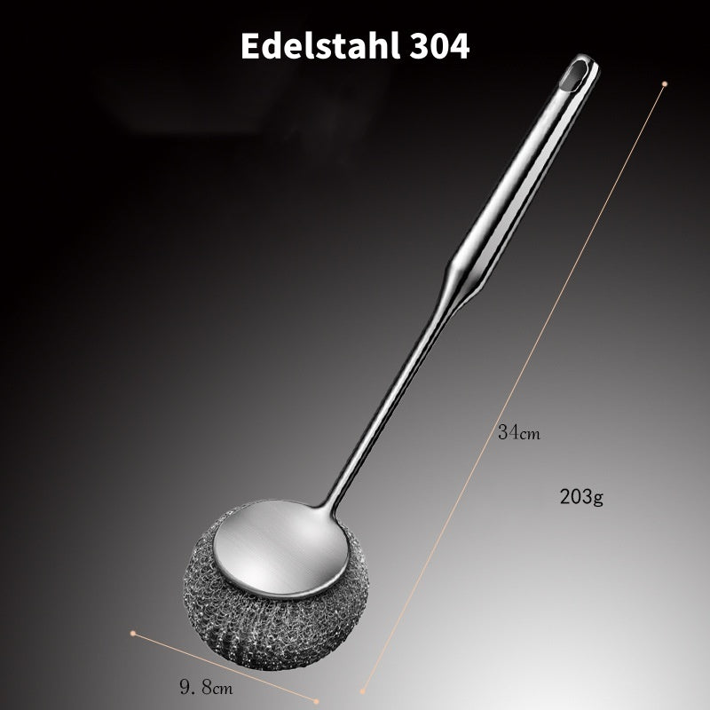 Versatile stainless steel pot cleaner with handl