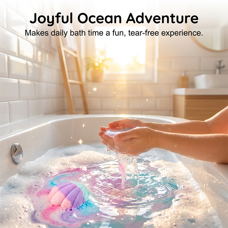 6 Packs Kids Shell Bath Bombs with Surprise Jewelry Inside